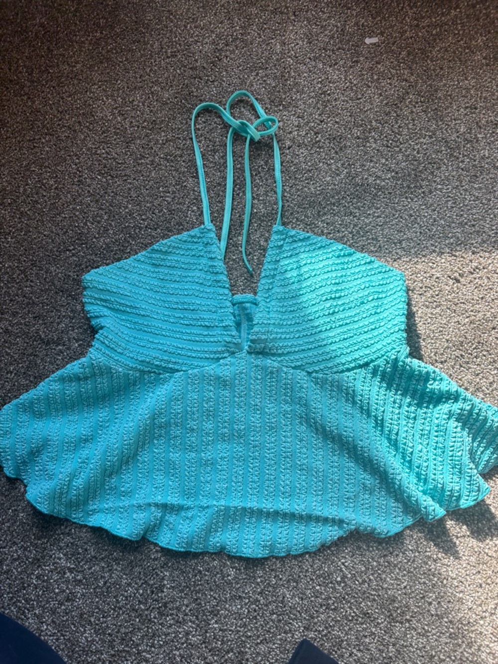 SHEIN Turquoise Textured Halter Top